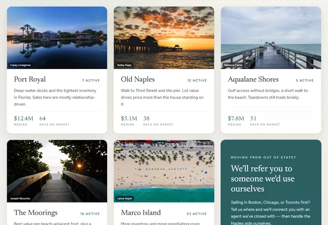 Solstice & Vale neighborhood guides grid