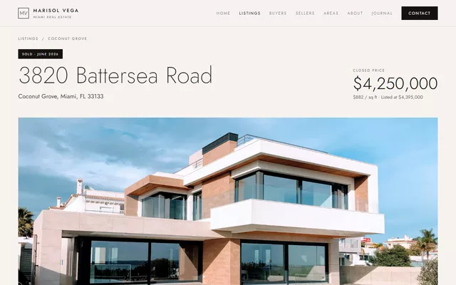 Marisol Vega listing page: 3820 Battersea Road, Coconut Grove