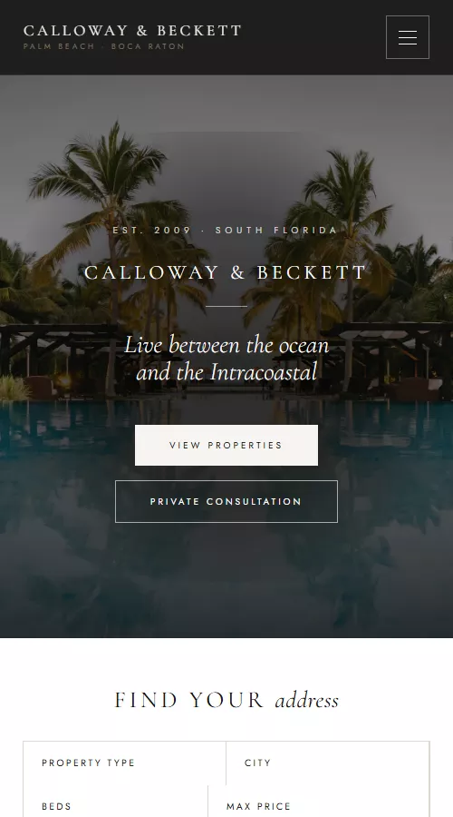 Calloway and Beckett website shown on a phone